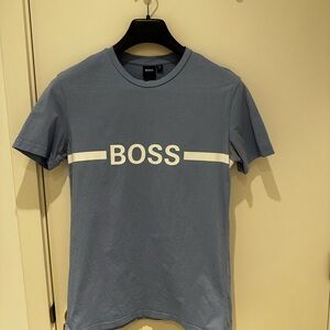 BOSS Men's Slate Blue Tee with White Logo